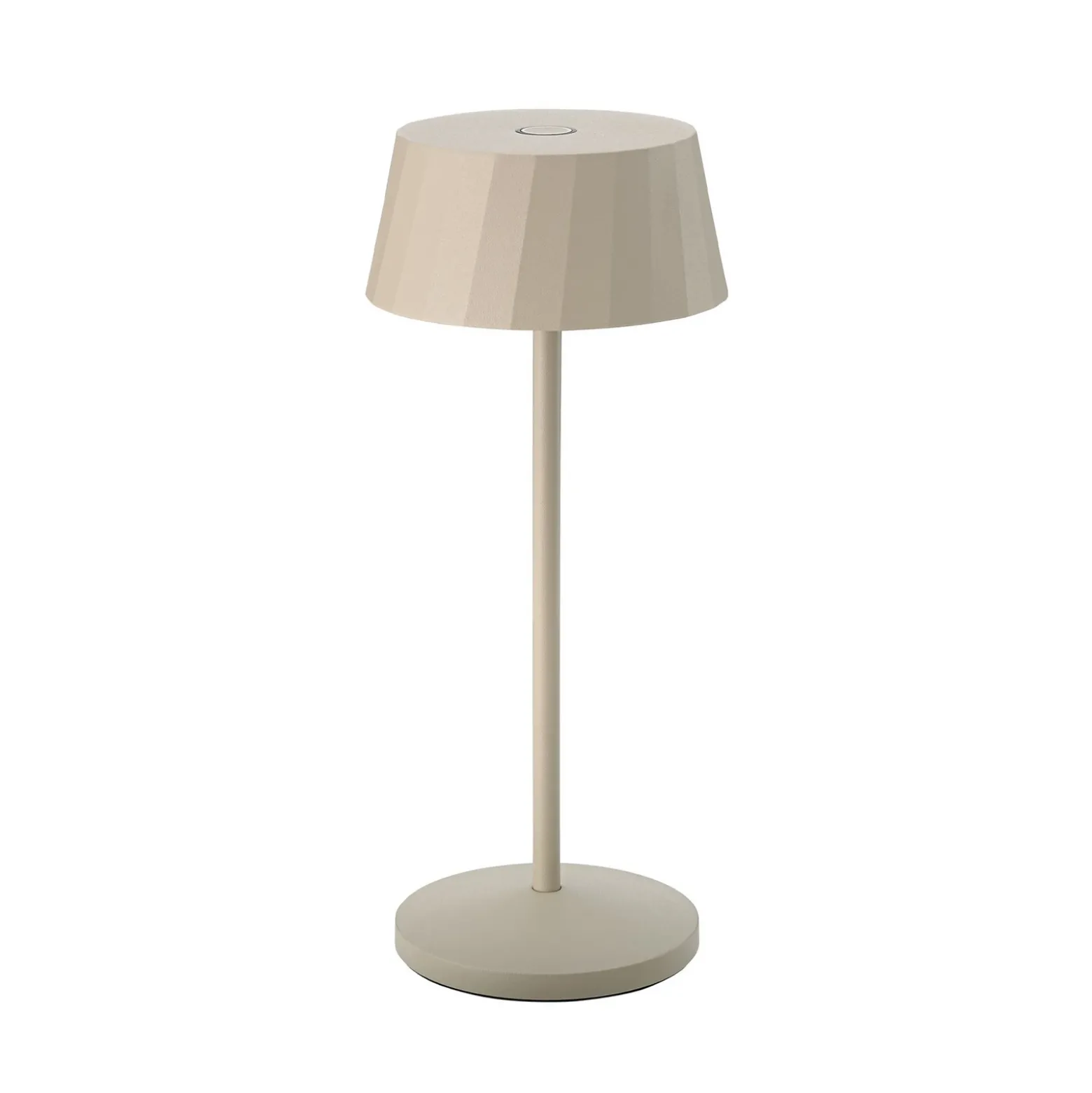 Lámpara de mesa LED recargable Facetta, beige, 22 cm, metal, CCT IP44
