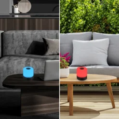 Lámpara de mesa LED recargable Smal, negra, RGBW, plástico, 7 cm