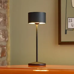 Lámpara de mesa LED recargable Veluna, negro, altura 25 cm IP44 atenuable CCT