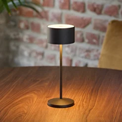 Lámpara de mesa LED recargable Veluna, negro, altura 25 cm IP44 atenuable CCT