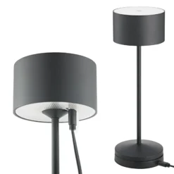 Lámpara de mesa LED recargable Veluna, negro, altura 25 cm IP44 atenuable CCT