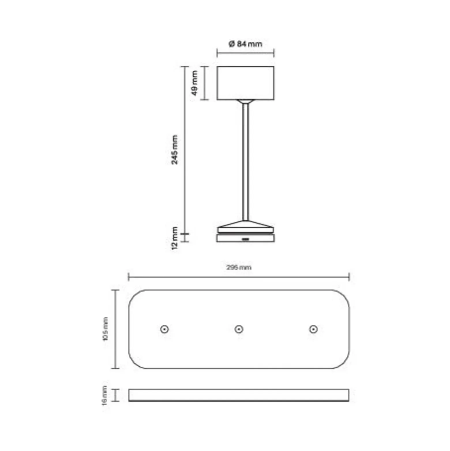 Lámpara de mesa LED recargable Veluna, blanca, juego de 3, 25 cm, IP44