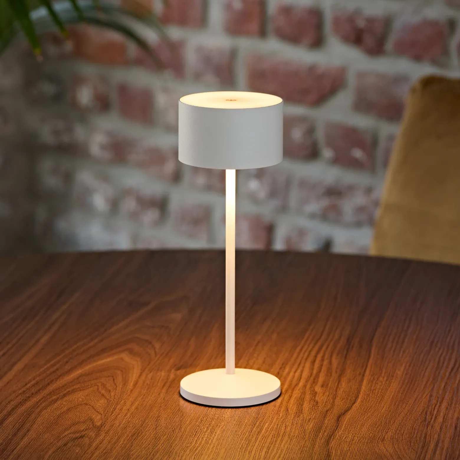 Lámpara de mesa LED recargable Veluna, blanca, juego de 3, 25 cm, IP44