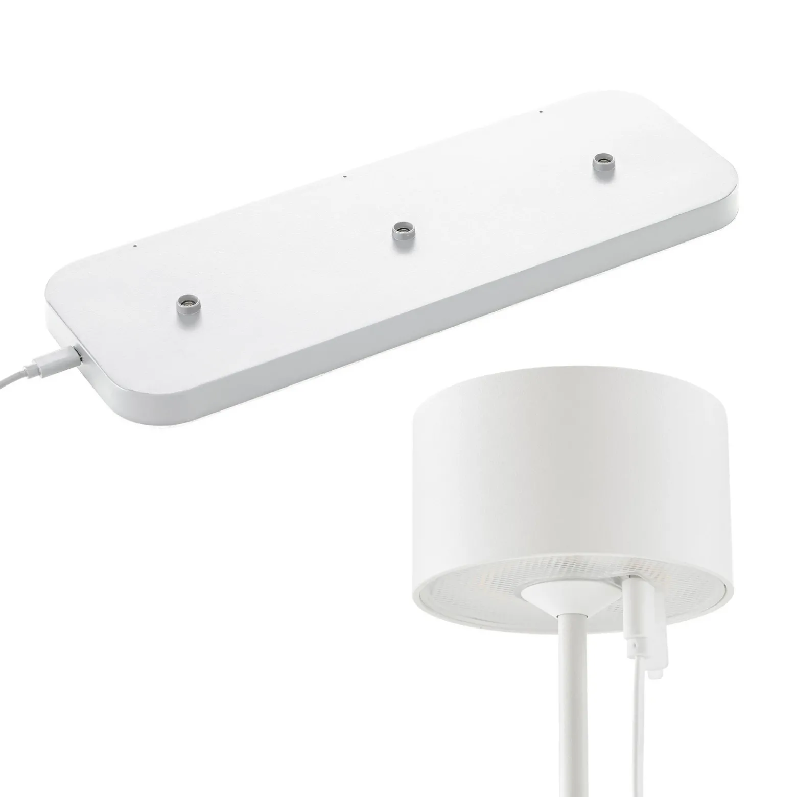 Lámpara de mesa LED recargable Veluna, blanca, juego de 3, 25 cm, IP44