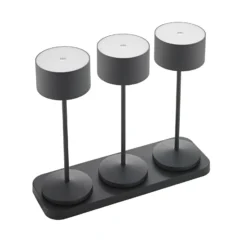 Lámpara de mesa LED recargable Veluna, negra, juego de 3, 25 cm, IP44