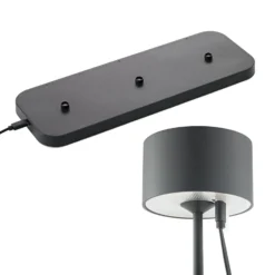 Lámpara de mesa LED recargable Veluna, negra, juego de 3, 25 cm, IP44