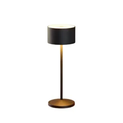 Lámpara de mesa LED recargable Veluna, negra, juego de 3, 25 cm, IP44