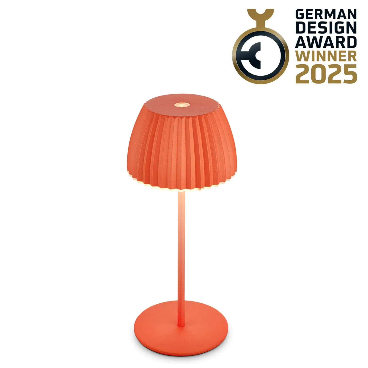 Lámpara de mesa LED recargable Brilo unplugged Riffle, 20 cm, naranja