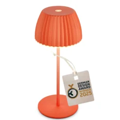 Lámpara de mesa LED recargable Brilo unplugged Riffle, 20 cm, naranja