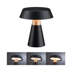 Lámpara de mesa LED recargable Paulmann Lirox, negra/beige, 20 cm, IP44