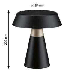 Lámpara de mesa LED recargable Paulmann Lirox, negra/beige, 20 cm, IP44