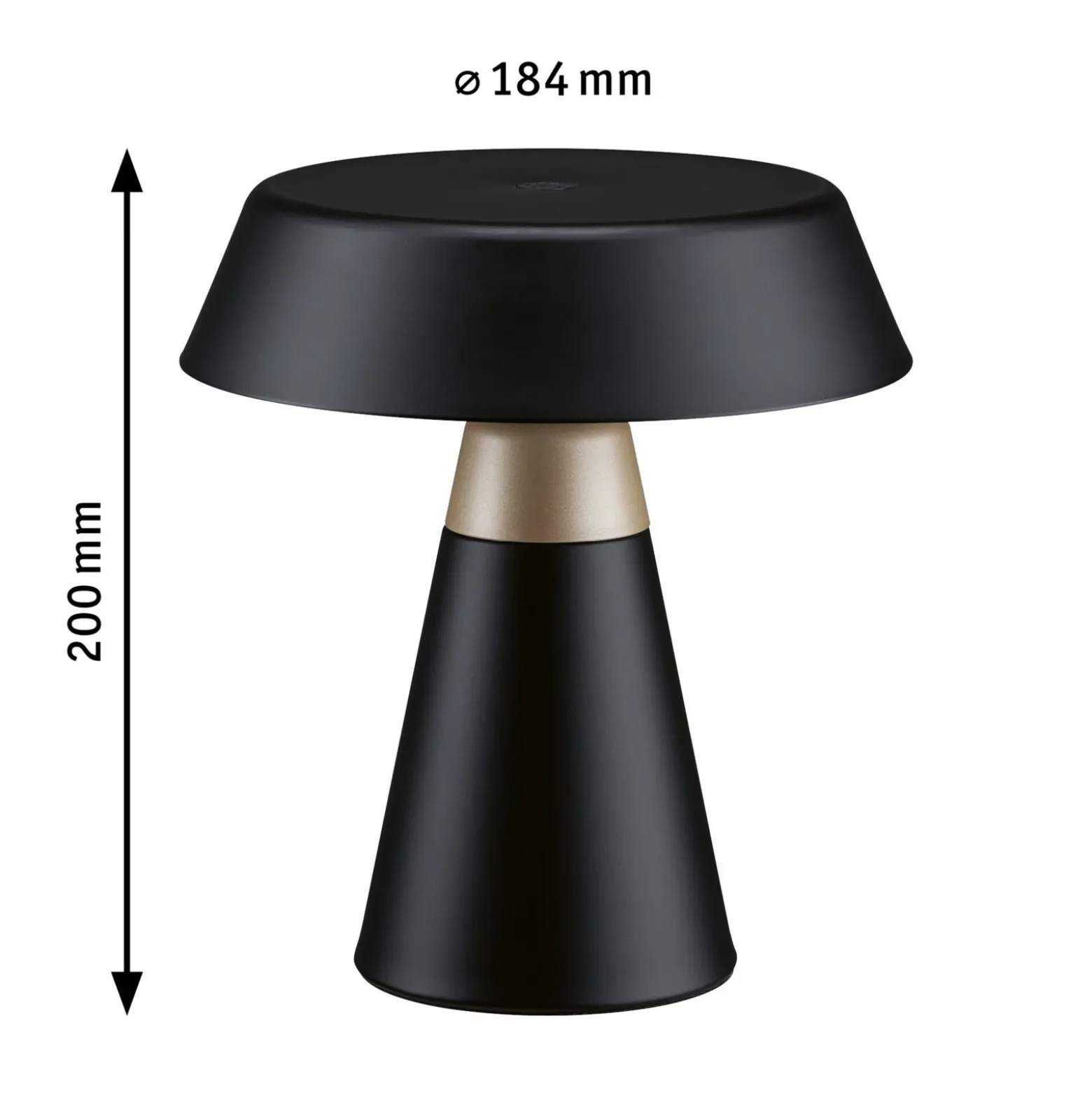 Lámpara de mesa LED recargable Paulmann Lirox, negra/beige, 20 cm, IP44