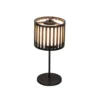 Lámpara de mesa LED recargable Bottle, negra, aluminio, IP54, atenuador,