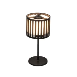 Lámpara de mesa LED recargable Bottle, negra, aluminio, IP54, atenuador,
