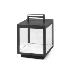 Lámpara de mesa LED recargable Kerala, gris oscuro, aluminio, altura 26,8