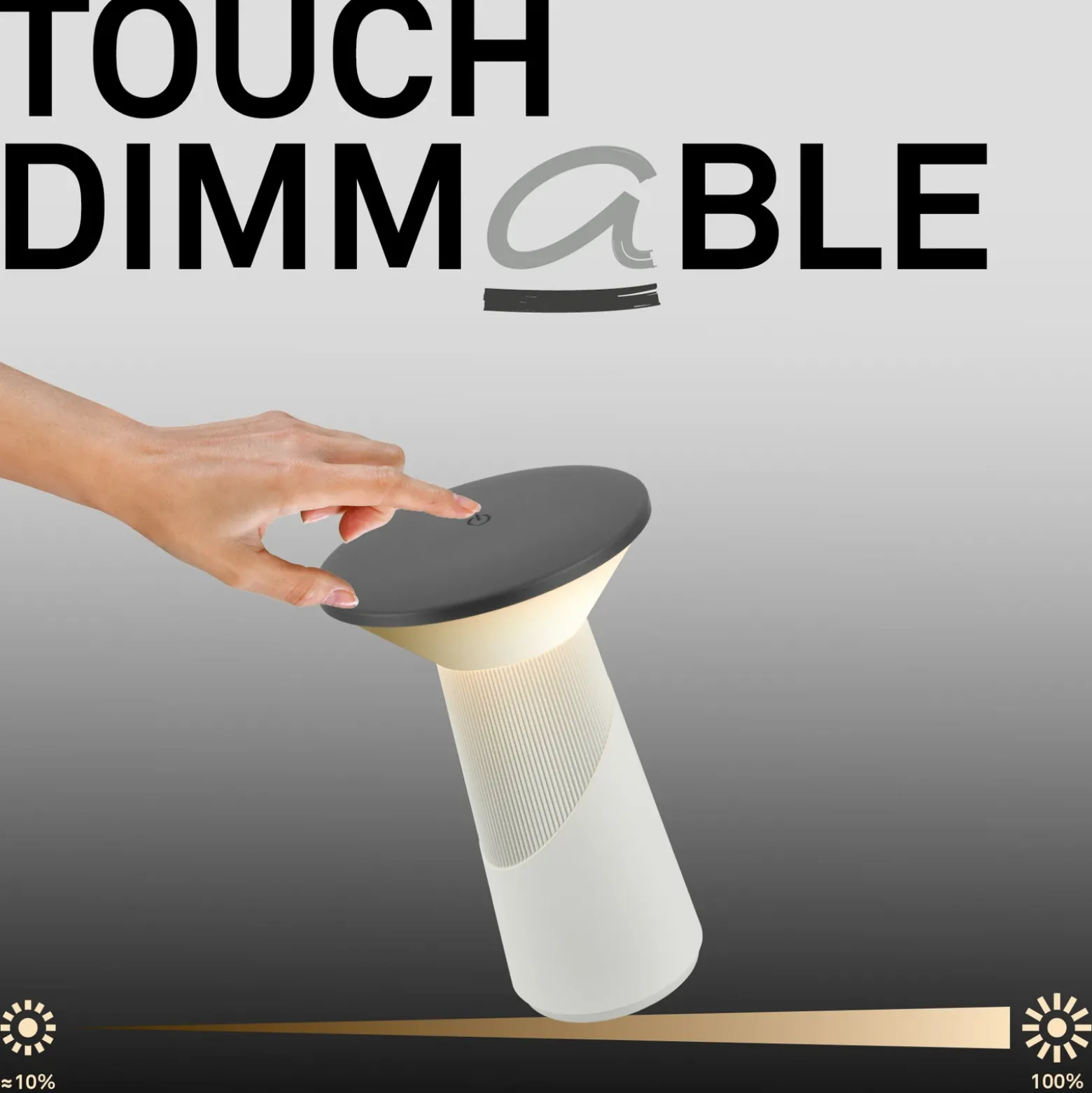 Lámpara de mesa LED recargable Pilia, color antracita/gris claro, altura 24 cm,