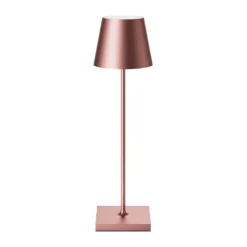 Lámpara de mesa LED recargable Nuindie, USB-C, oro rosa, IP54, atenuable