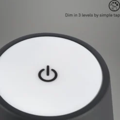Lámpara de mesa LED recargable Kiki, negro/oro, IP44, 3.000K