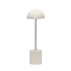 Lámpara de mesa LED recargable Taten, color arena, altura 30 cm, metal