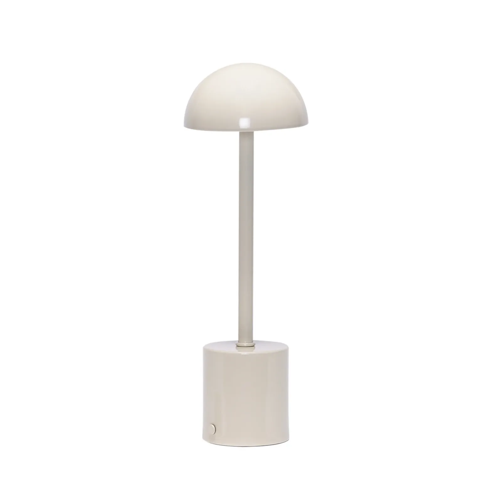 Lámpara de mesa LED recargable Taten, color arena, altura 30 cm, metal