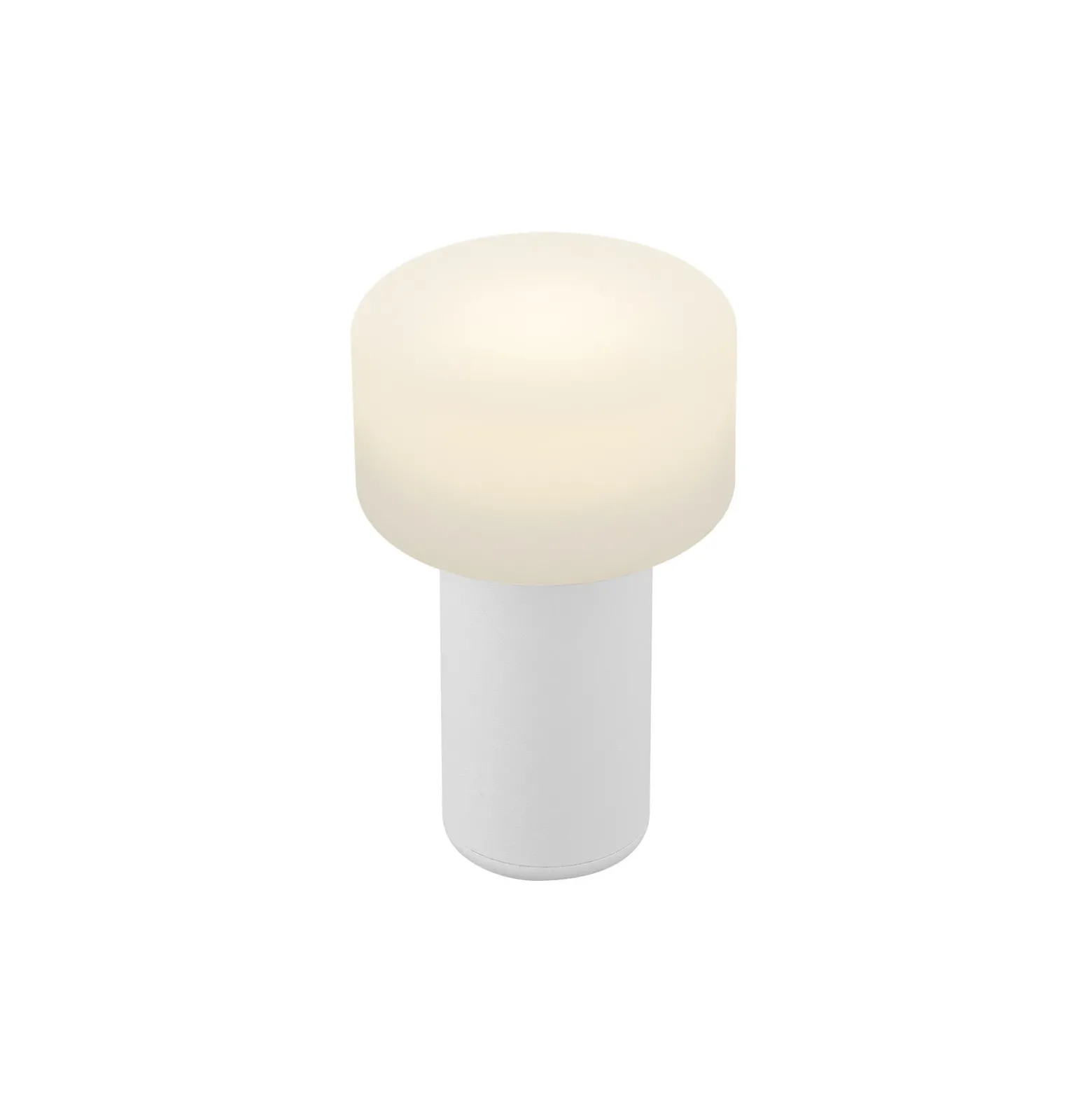 Lámpara de mesa LED recargable Tiny-B, blanca, altura 13 cm, IP54, USB