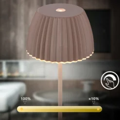 Lámpara de mesa LED recargable Brilo unplugged Riffle, 20 cm, arena oscura
