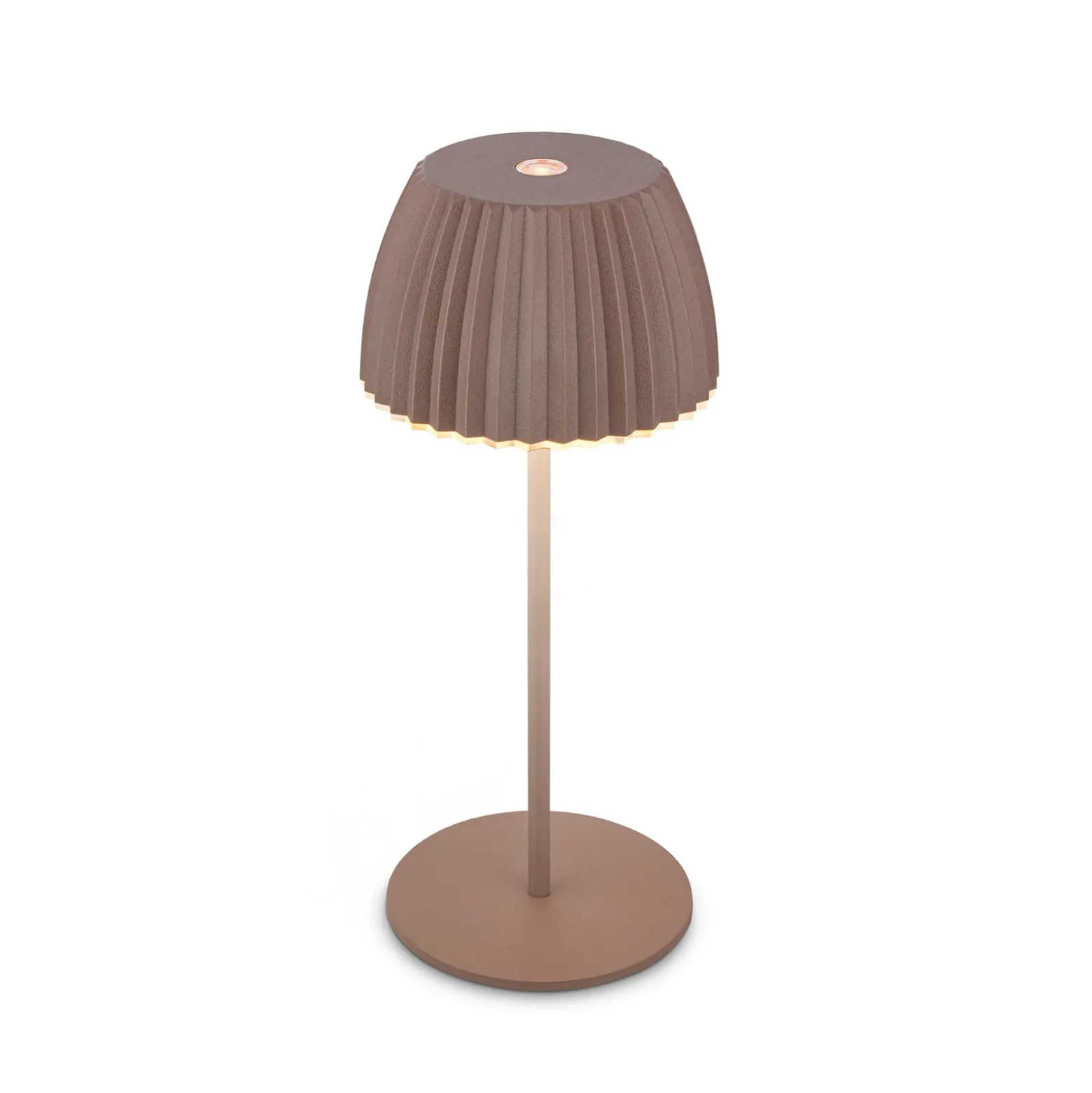 Lámpara de mesa LED recargable Brilo unplugged Riffle, 20 cm, arena oscura
