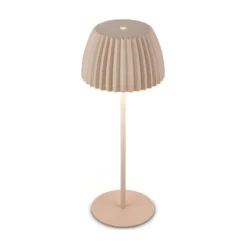 Lámpara de mesa LED recargable Brilo unplugged Riffle, 36 cm, beige