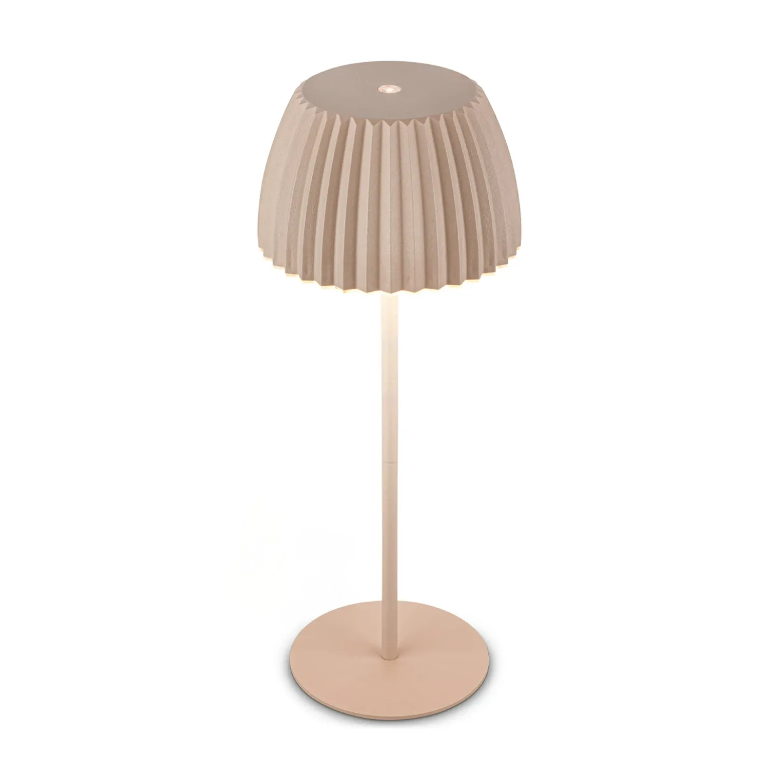 Lámpara de mesa LED recargable Brilo unplugged Riffle, 36 cm, beige