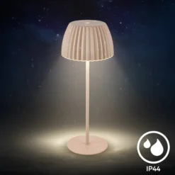 Lámpara de mesa LED recargable Brilo unplugged Riffle, 36 cm, beige