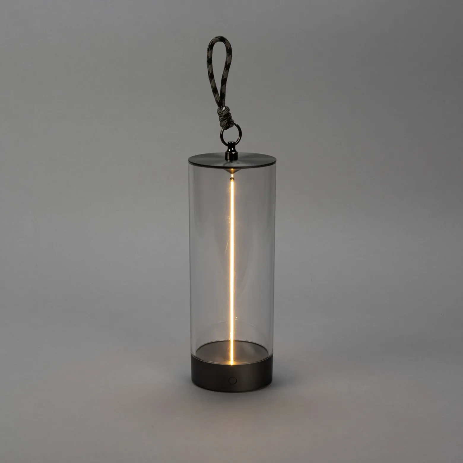 Lámpara de mesa LED recargable Edison, altura 24 cm, gris/transparente, IP54
