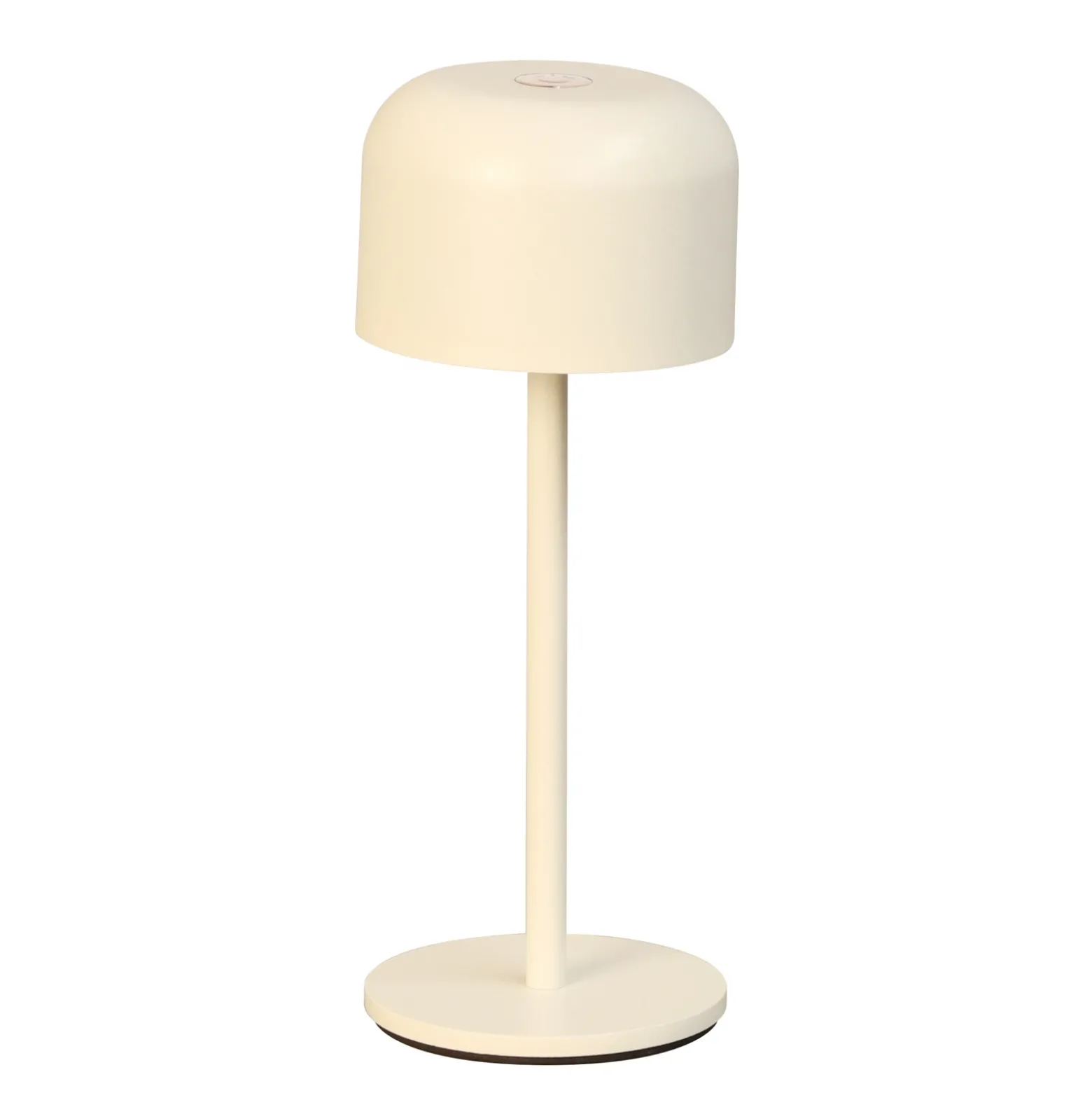 Lámpara de mesa LED recargable Finley, color beige arena, altura 22 cm, metal,