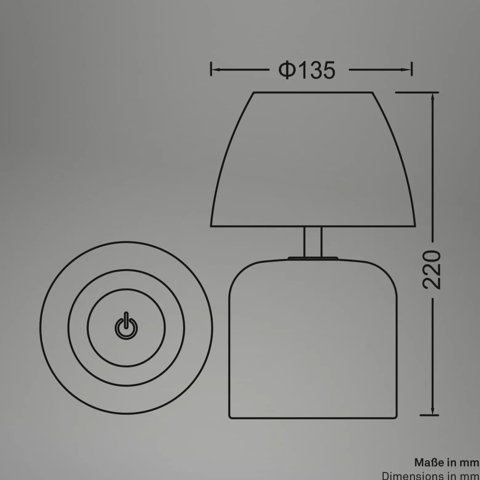 Lámpara de mesa LED recargable Brilo unplugged Cera, antracita, 22 cm