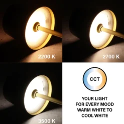 Lámpara de mesa LED recargable Roxi, dorada, metal, IP54, atenuador