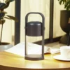Lámpara de mesa LED recargable Lindby Kalevi, negra, aluminio, CCT