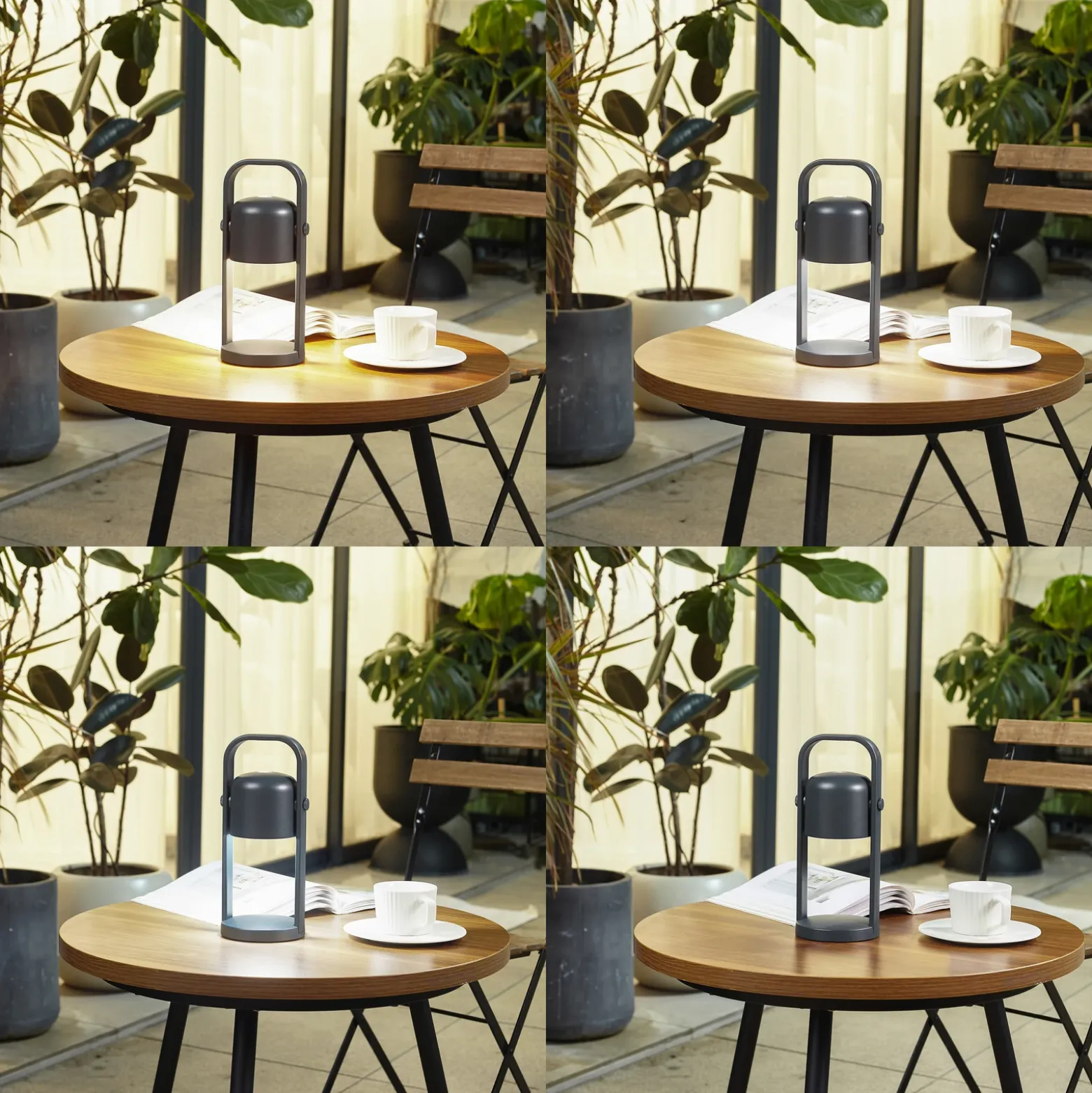 Lámpara de mesa LED recargable Lindby Kalevi, negra, aluminio, CCT