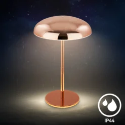 Lámpara de mesa LED recargable Brilo unplugged Caxa, color cobre