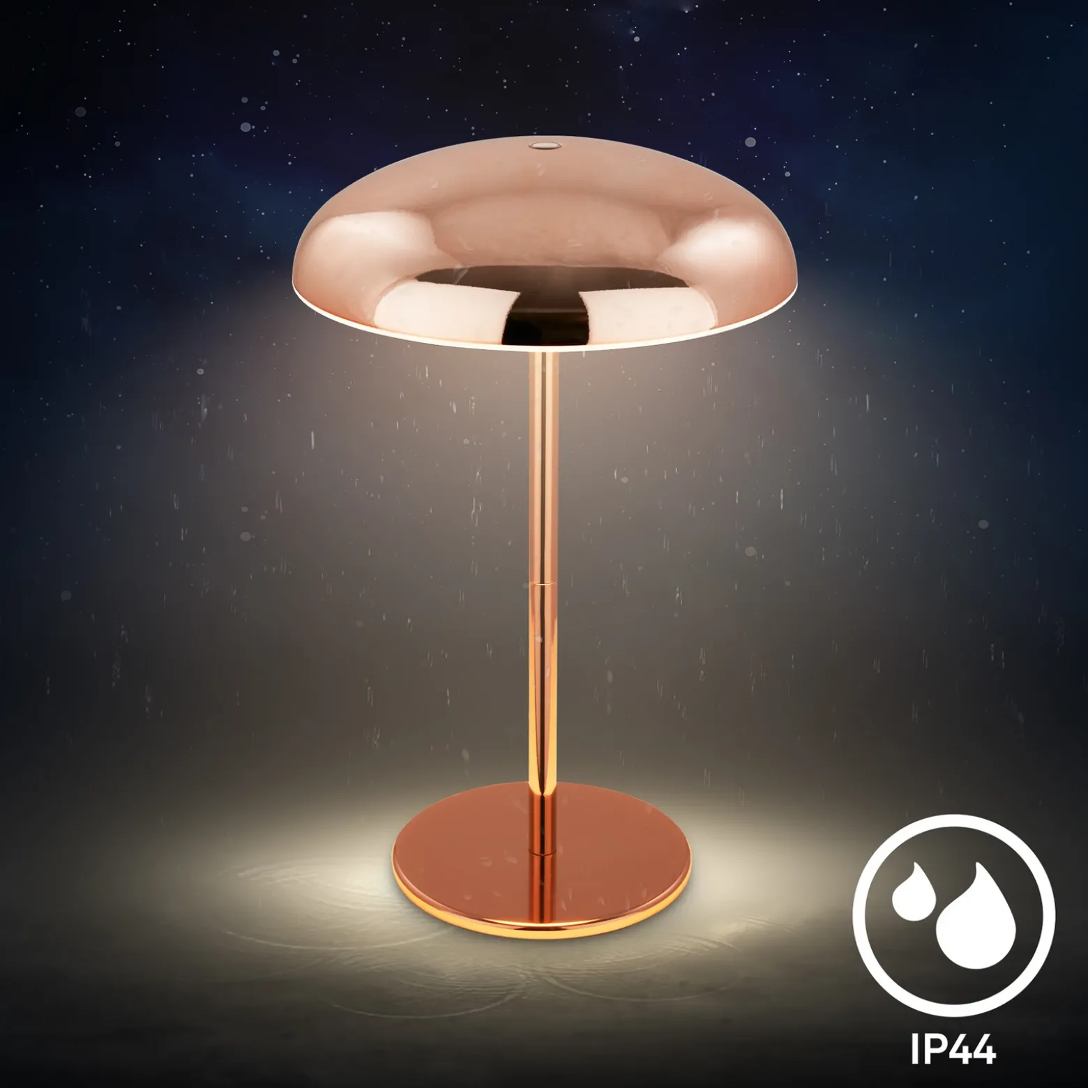 Lámpara de mesa LED recargable Brilo unplugged Caxa, color cobre
