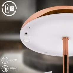 Lámpara de mesa LED recargable Brilo unplugged Caxa, color cobre