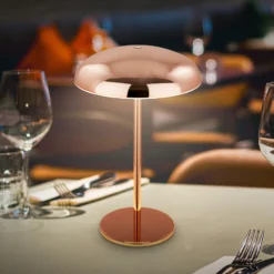 Lámpara de mesa LED recargable Brilo unplugged Caxa, color cobre
