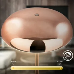 Lámpara de mesa LED recargable Brilo unplugged Caxa, color cobre
