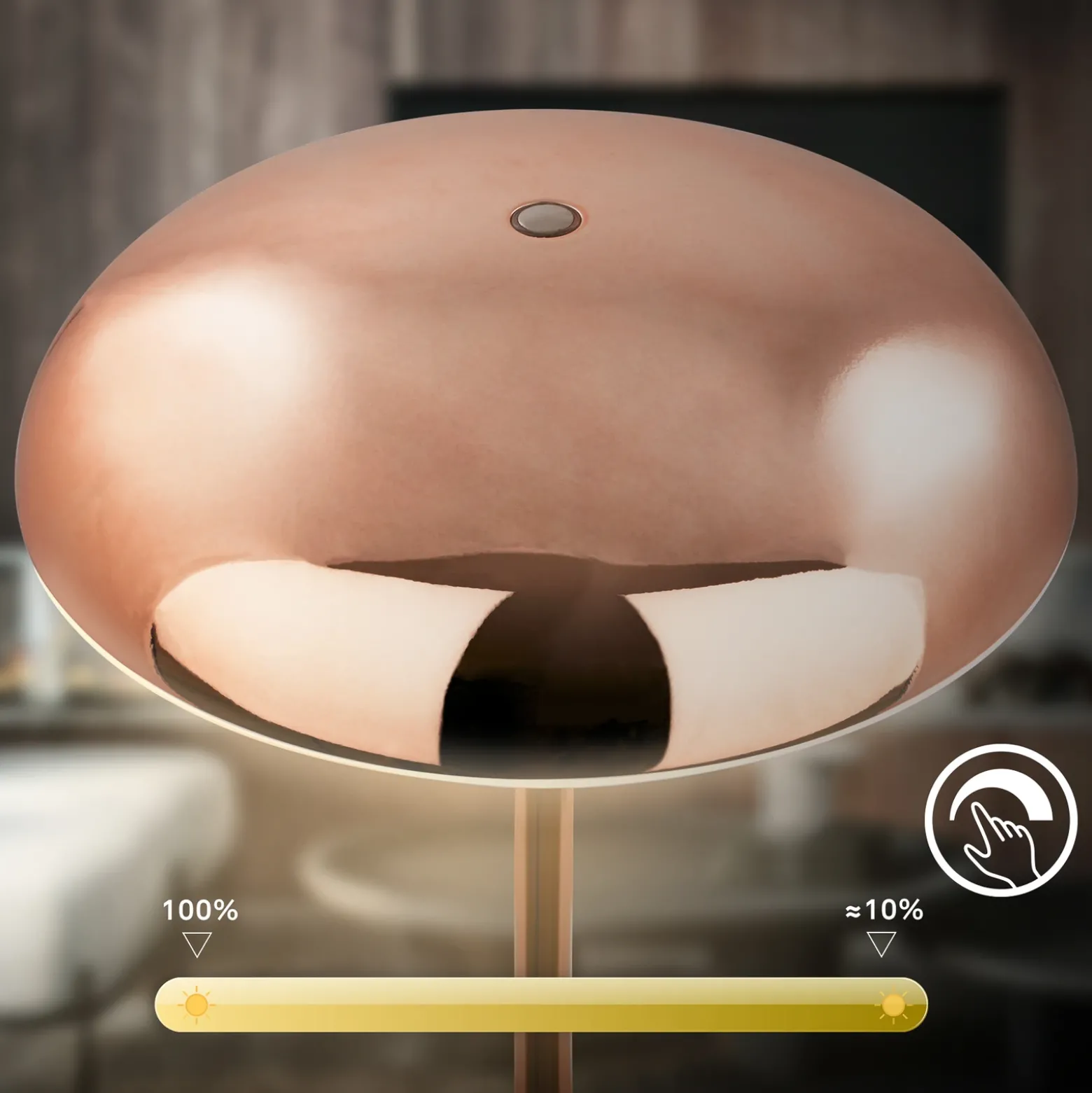 Lámpara de mesa LED recargable Brilo unplugged Caxa, color cobre