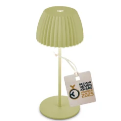 Lámpara de mesa LED recargable Brilo unplugged Riffle, 20 cm, verde