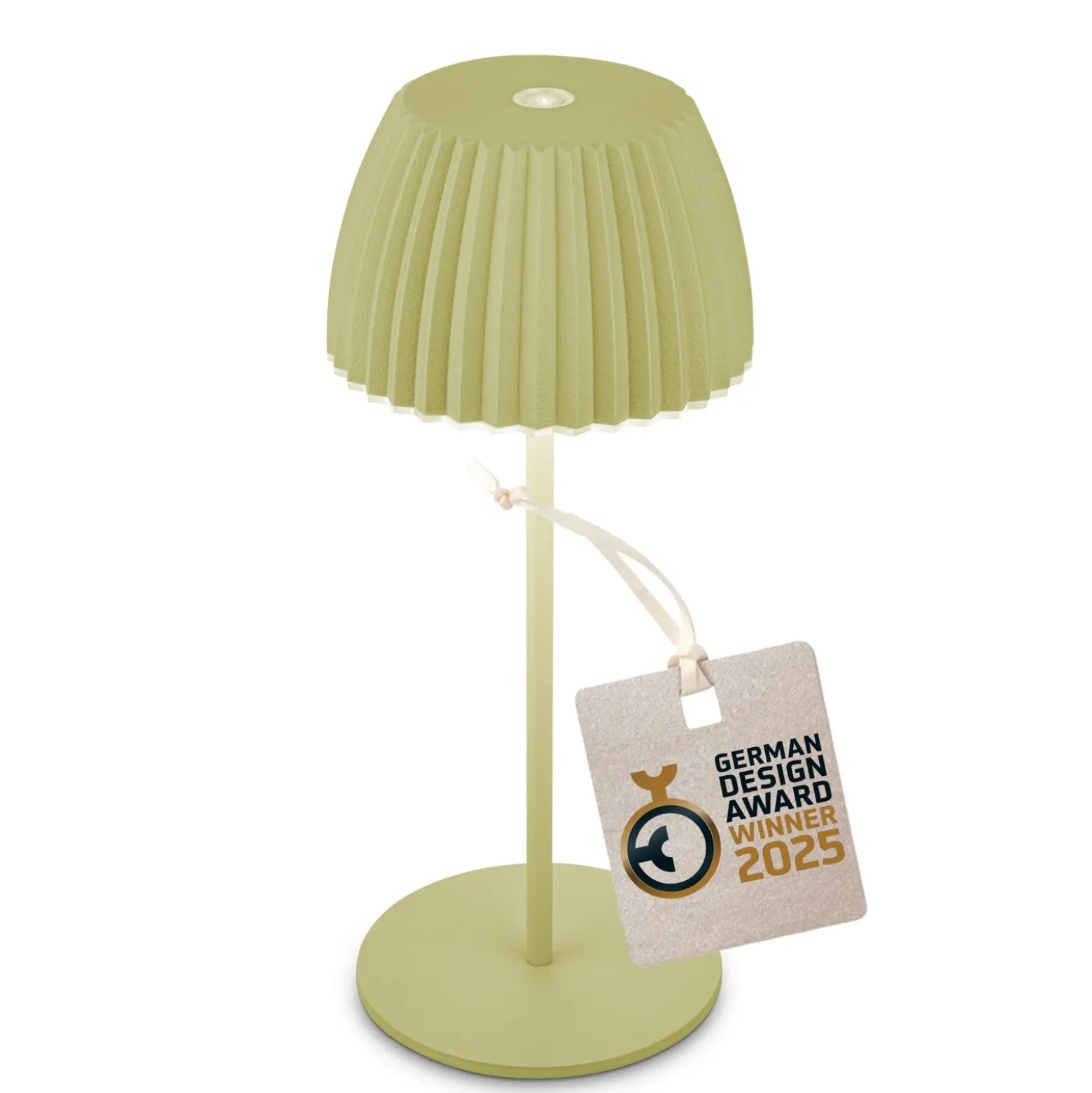 Lámpara de mesa LED recargable Brilo unplugged Riffle, 20 cm, verde