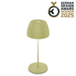 Lámpara de mesa LED recargable Brilo unplugged Riffle, 20 cm, verde
