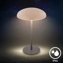 Lámpara de mesa LED recargable Brilo unplugged Caxa, beige/antracita
