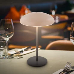 Lámpara de mesa LED recargable Brilo unplugged Caxa, beige/antracita
