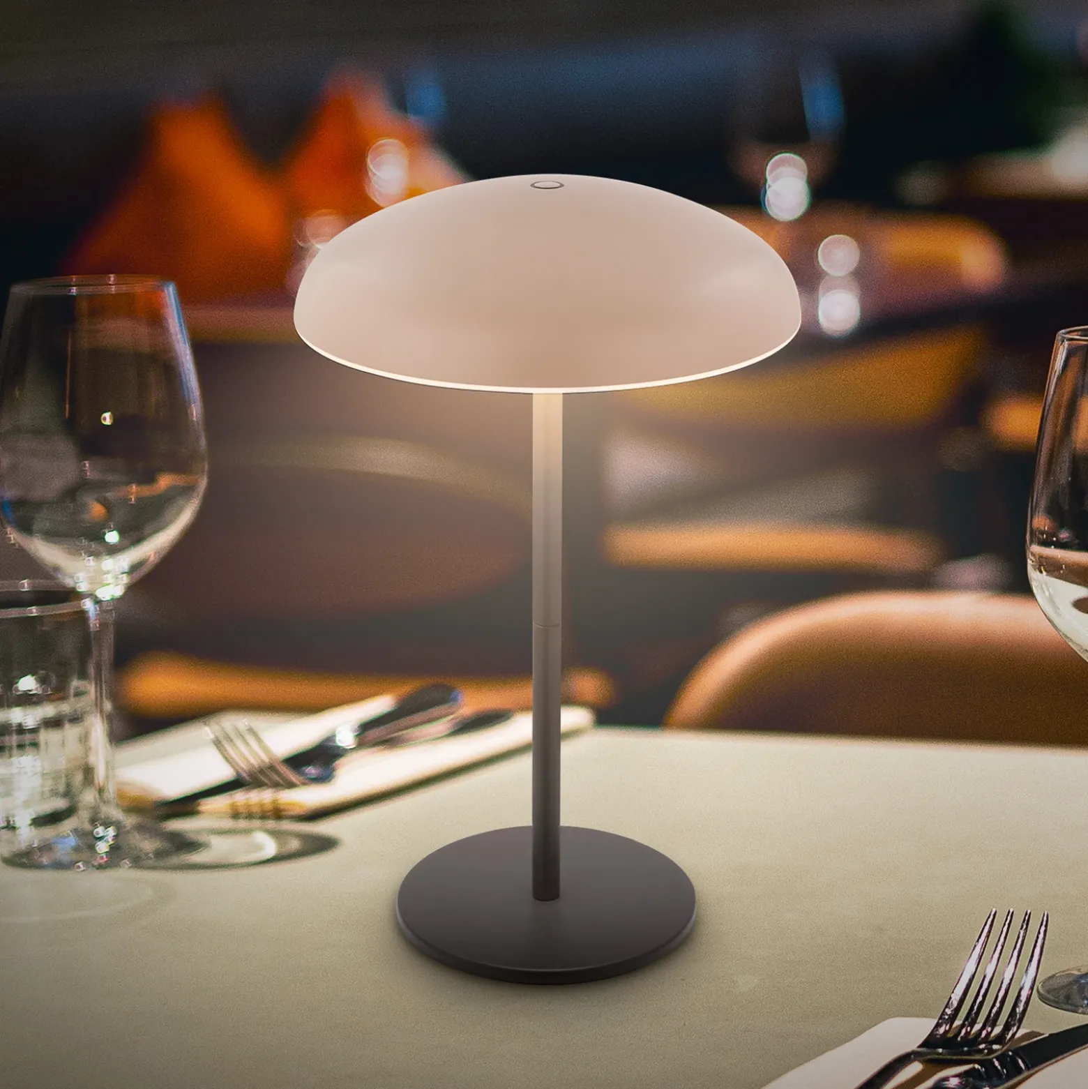 Lámpara de mesa LED recargable Brilo unplugged Caxa, beige/antracita