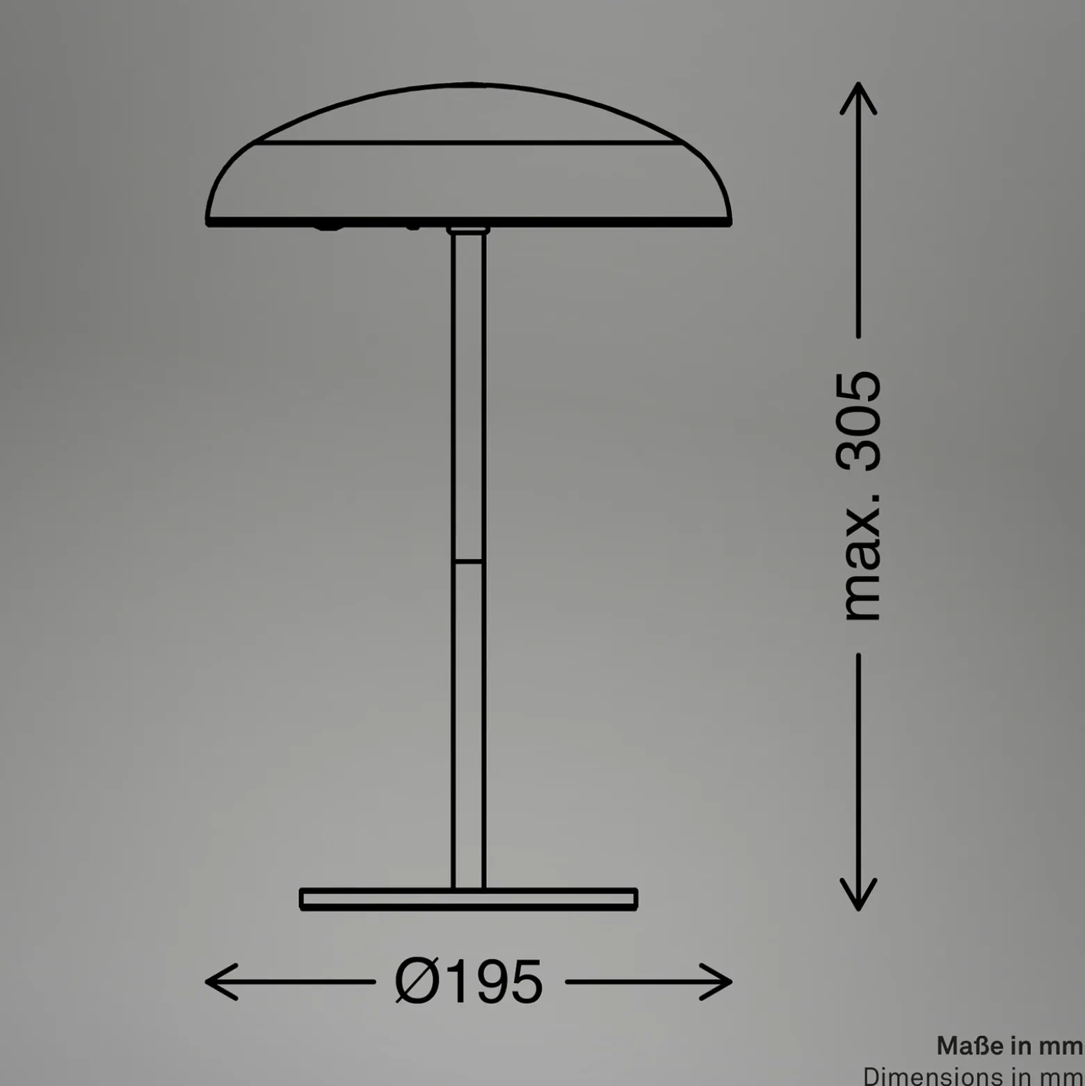 Lámpara de mesa LED recargable Brilo unplugged Caxa, beige/antracita