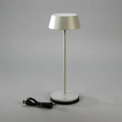 Lámpara de mesa LED recargable Menton, gris, altura 27 cm, IP54, USB